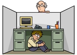 Business people playing hide and seek